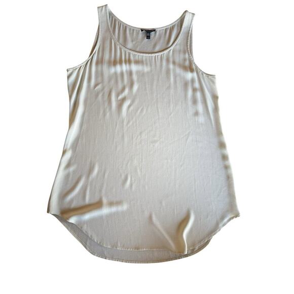 EILEEN FISHER Tank Medium 100% Silk Georgette Crepe Bone Scoop Neck Tunic Women - Picture 4 of 7